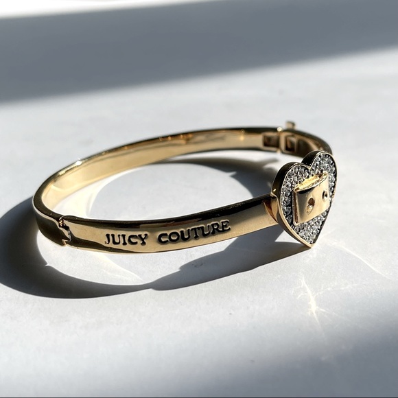 Juicy couture pave heart gold hinged bracelet - Picture 1 of 7